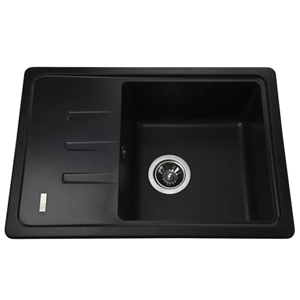 Гранітна мийка Globus Lux MONO 620х435-А0001, чорний металік- Фото 1
